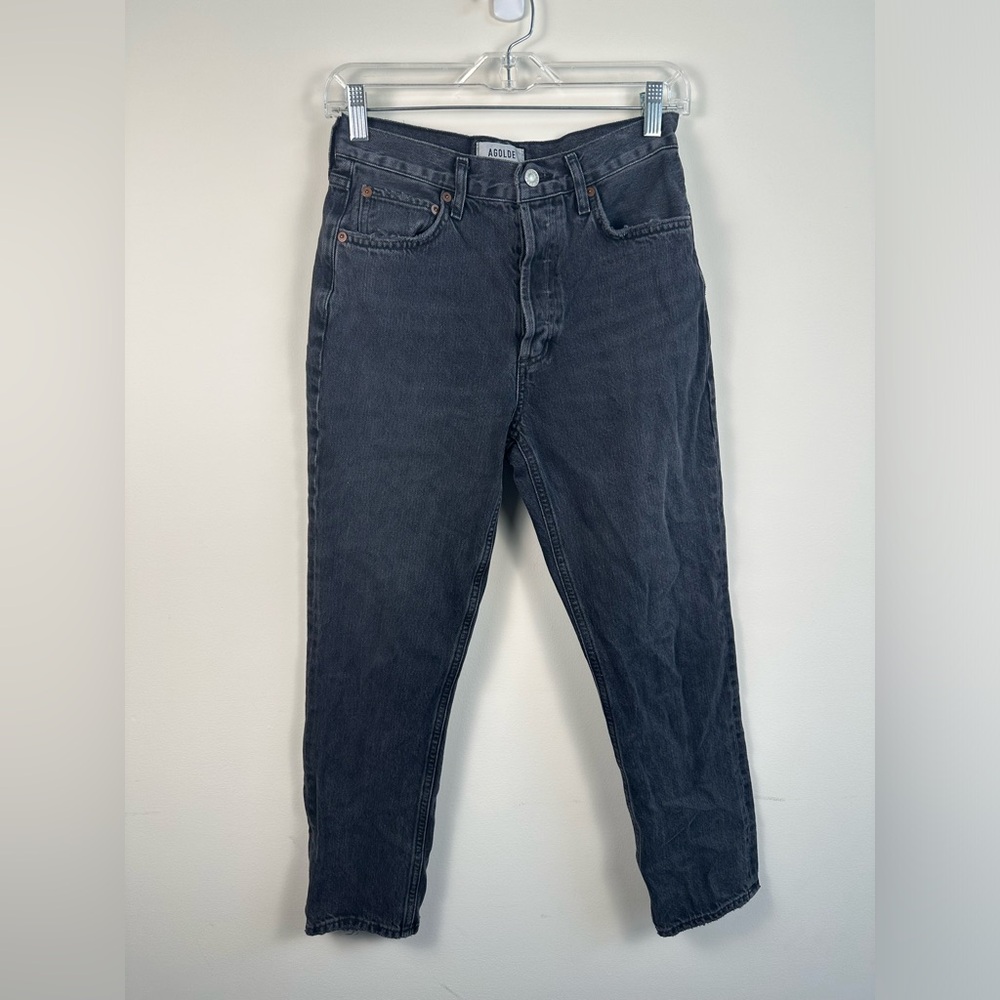 Agolde Womens Size 26 Riley High Rise Straight Crop Jeans in Century Button Fly